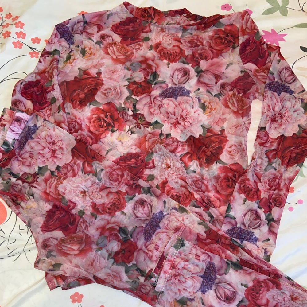 Swank A Posh Two Piece Floral Set, Size 1X
